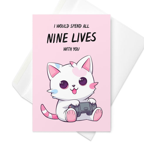 Cute Gamer Cat Valentine's Day Greeting Card